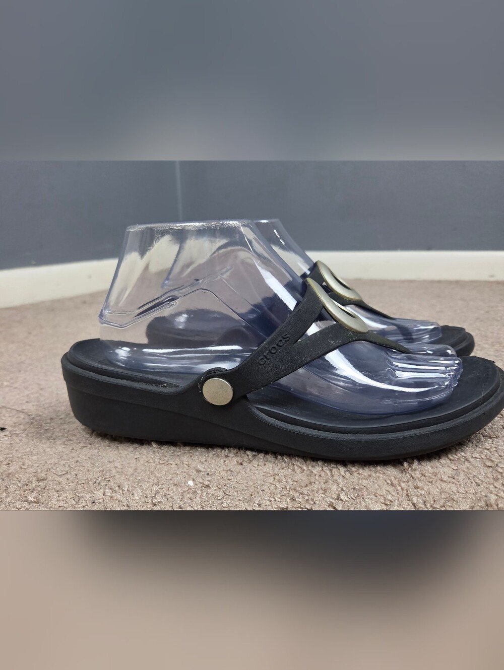 Crocs Women's Black Slingback Sandal with Metallic Accent